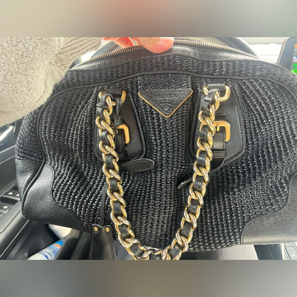 Vintage Prada Raffia Bowler Bag